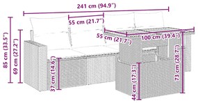 5 részes bézs polyrattan kerti ülőgarnitúra párnákkal