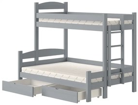 Emeletes ágy fiokokkal Lovic - szürke, 90x200/120x200, Oldal jobb