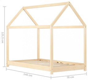 tömör fenyőfa gyerekágy-keret 70 x 140 cm