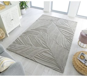 Világosszürke gyapjú szőnyeg 200x290 cm Lino Leaf – Flair Rugs