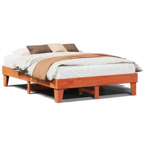 vidaXL viaszbarna tömör fenyőfa ágy matrac nélkül 140 x 200 cm