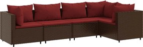 vidaXL 5 részes barna polyrattan kerti ülőgarnitúra párnákkal