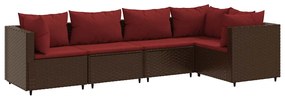 vidaXL 5 részes barna polyrattan kerti ülőgarnitúra párnákkal