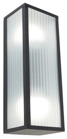 Okos kültéri fali lámpa fekete bordázott üveggel, 2 Wifi A60-as izzóval - Charlois