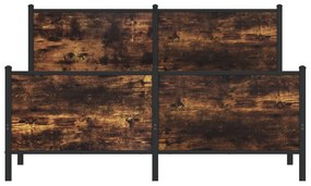 füstös tölgy színű fém ágykeret matrac nélkül 140 x 200 cm