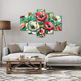 Kép - Virágok kék háttéren (150x105 cm)