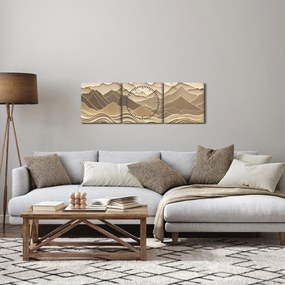 Kép - 3D hegyvonalak (órával) (90x30 cm)