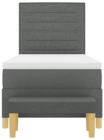 Boxpring Ágy Matraccal és Padjával Sötét Szürke 90x200 cm Szövet