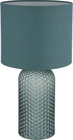 Globo 21735BG Asztali lámpa, üveg világos zöld, textil halvány zöld, kábel PVC fehér, billenőkapcsoló a kábelen, ø: 265mm, M: 500mm, kábel hossza 1300mm, 1x E27 60W 230V izzó nélkül
