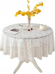 Kerek fehér csipkés abrosz 200cm Fhberni