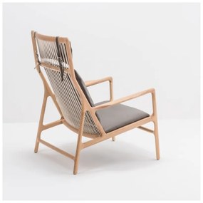 Dedo fotel tömör tölgyfa konstrukcióval, szürke bivalybőr ülőpárnával - Gazzda