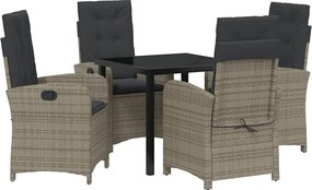 vidaXL Kert étkező szett párnával 5 pcs Szürke polirattan