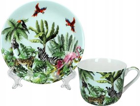 Porcelán reggeliző csésze csészealjjal Virágok 390ml