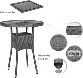 STILISTA Kerti polyrattan asztal 60 x 75 cm fekete