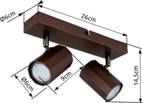 Globo 57919-2 Spotlámpa fém bronz színű matt, alumínium bronzszínű matt, HxSzxM: 260x60x145mm, 2x GU10 25W 230V izzók nélkül
