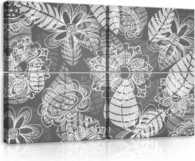 Vászonkép 120x80 moduláris poliptich keret nélkül virágok növény minta szürke minimal
