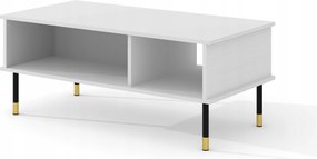 Dohányzóasztal Sherwood 110x55 fehér matt mart frontok fém lábak