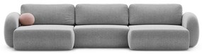 Világosszürke zsenília kinyitható-tárolóhelyes (U alakú) sarokkanapé Tonale – Cosmopolitan Design