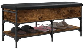 füstös tölgy színű szerelt fa cipőtároló pad 102 x 42 x 45 cm
