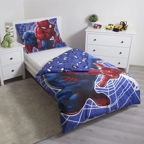Piros-kék egyszemélyes pamut gyerek ágyneműhuzat világító hatással 140x200 cm Spider-man – Jerry Fabrics