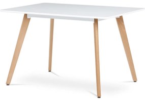 Masă de Bucătărie 120x80x74 cm, MDF, lac alb mat, picioare din fag masiv. DT-313