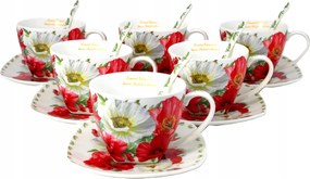 Kåvé Tea Szett 6 Személyes Porcelån Pipacs Q.isabell 18el