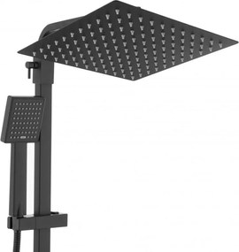 Erga Goba, zuhanygarnitúra termosztát elemmel és esőfejjel 25x25cm, fekete matt, ERG-YKA-BP.GOBA-THERM-25-BLK