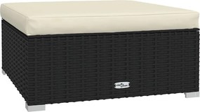4 részes fekete polyrattan kerti bútorszett párnákkal