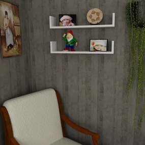 KÉSZLET 2x Fali polc IRIS 14,5x63 cm fehér