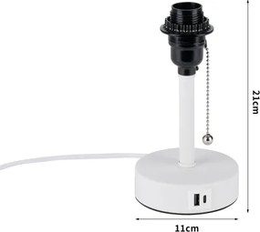 Brilagi - TABLON asztali lámpa USB-porttal 1xE27/25W/230V fehér
