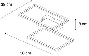 Mennyezeti lámpa négyzet alakú fekete 3 fokozatú fényerőszabályzóval - Plazas Novo