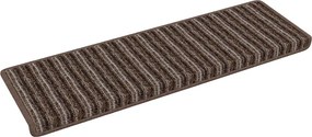vidaXL Öntapadós lépcsőszőnyegek Csíkos 15 pcs Barna 65 x 21 x 4 cm