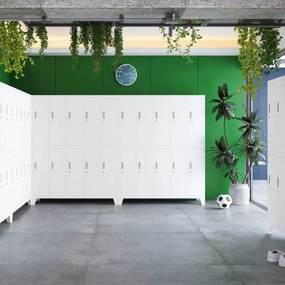 10 ajtós BHP fém öltözőszekrény BARTEK 1360 x 1720 x 450 mm, fehér