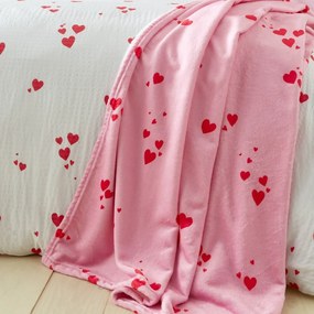 Rózsaszín fleece takaró 200x240 cm Heart – Catherine Lansfield
