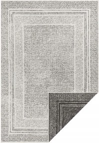 Terasz szőnyeg 120x170 cm, fekete-krémszínű, kétoldalas, lapos szövésű zsinór