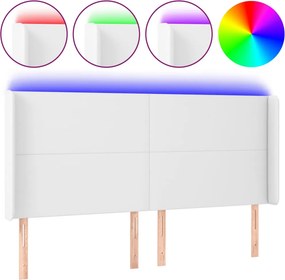 vidaXL fehér műbőr LED-es fejtámla 163x16x118/128 cm