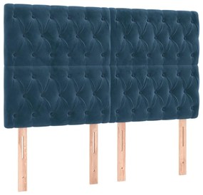 4 db sötétkék bársony fejtámla 72x7x78/88 cm