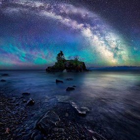 Művészeti fotózás Milky Way Over Hollow Rock, Matt Anderson Photography, (40 x 40 cm)
