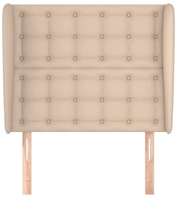 cappuccino műbőr fejtámla szárnyakkal 103x23x118/128 cm