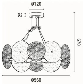 Csillár zsinóron 6xE14/40W/230V