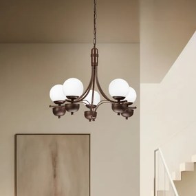 Brilagi - LED Csillár láncon COTTAGE 5xG9/40W/230V tölgy/fehér