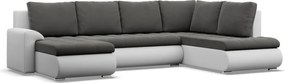 Tokio U sarokkanapé, 3 ágyneműtartóval, bársony + műbőr, jobboldali, szürke - fehér