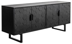 Fekete borovi fenyő alacsony komód 140x58 cm Linc – White Label