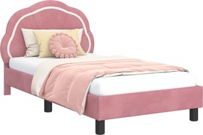 vidaXL Gyerekágy kerettel fejtámlával Rózsaszín 80 x 160 cm Bársony