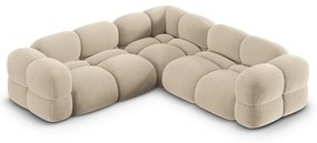 Bézs bársony sarokkanapé Loretto – Cosmopolitan Design