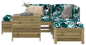 vidaXL 6 részes impregnált fenyőfa kerti ülőgarnitúra