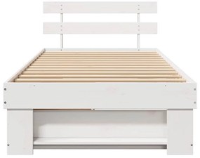 Ágykeret fejtámlával fiókkal Fehér 90 x 190 cm Tömör fenyőfa