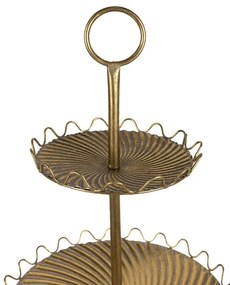 Fém két részes antik arany színű torta állvány 66 cm