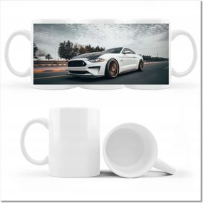 Fényképes bögre fehér Ford Mustang Auto