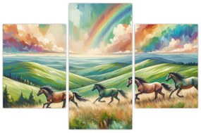 Kép – Vágtázó lovak a tájban (90x60 cm)